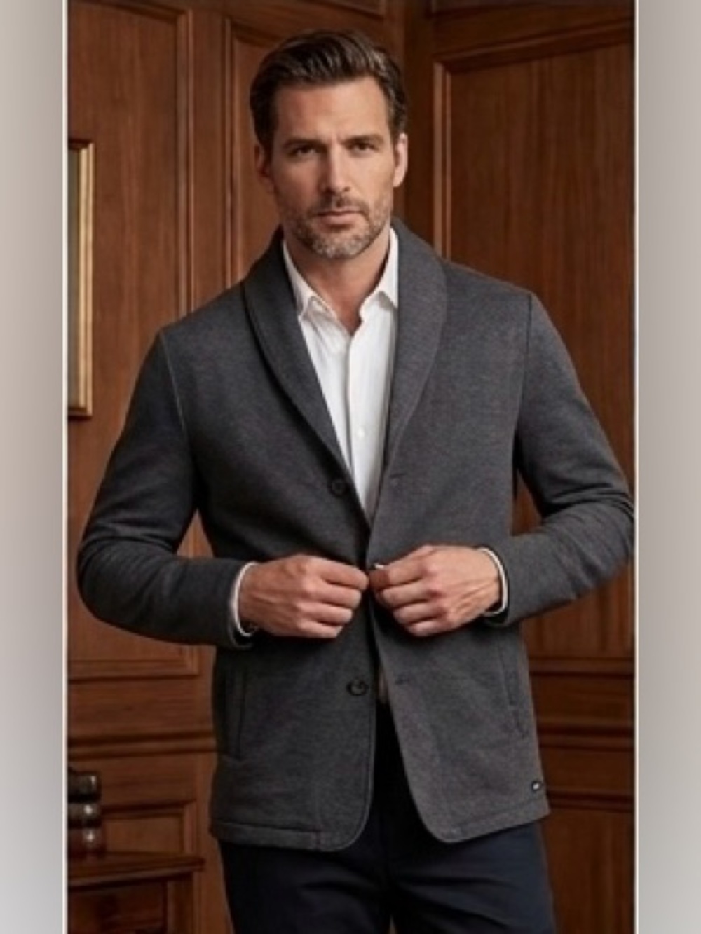 Perry‎ Ellis Charcoal Shawl Collar Jacket S